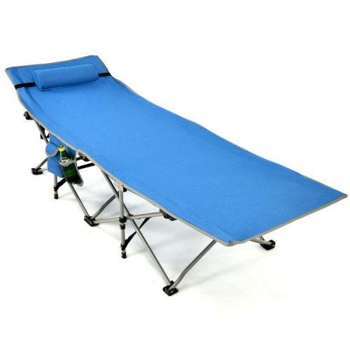 Folding Camping Cot with Side Storage Pocket Detachable Headrest Folding Camping Cot with Side Storage Pocket Detachable Headrest