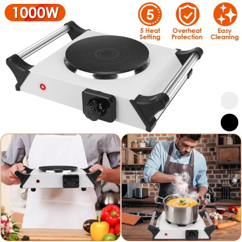 1000W Electric Single Burner Portable Heating Hot Plate Stove Countertop RV Hotplate with 5 Temperature Adjustments Portable Handles 1000W Electric Single Burner Portable Heating Hot Plate Stove Countertop RV Hotplate with 5 Temperature Adjustments Portable Handles